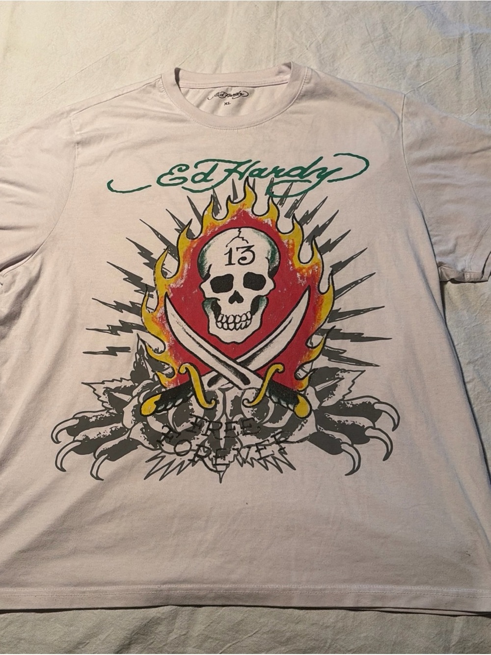 Ed Hardy Men’s Graphic Skull Tee in white